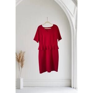 Talbots Refined Dress Women Red Short Sleeve Knee Stretch Size 12